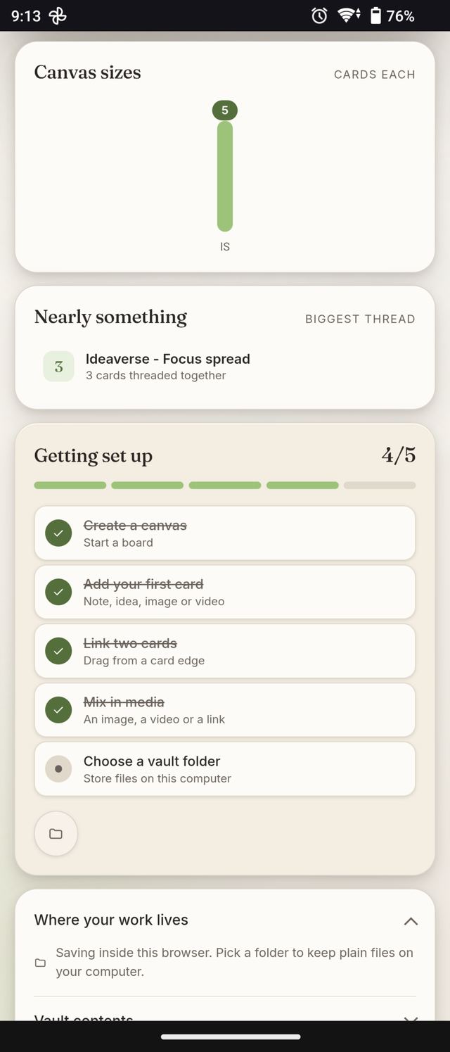 A getting-set-up checklist tracking the first few things to try